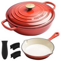 ราคา จัดส่งในไทย 2ชิ้นจัดส่งฟรี Enameled Cast Iron Casserole Dish 20cm Enameled Cast Iron Skillet set (18654359883)