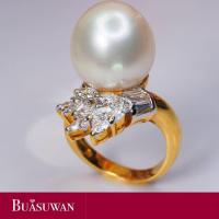 ราคา แหวน ประดับด้วยมุก สีขาว และเพชร ตัวเรือนทองคำแท้ 18K สไตล์แหวน แบบเรียบหรู ที่สวมได้หลากหลายโอกาส การันตี มุกแท้ และเพชรแท้ (17031374161)