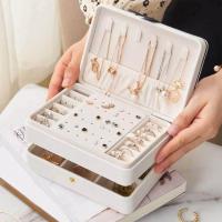 ราคา Double Layer Jewelry Organizer Display Travel Jewelry Storage Box Case Large Space Holder for Earrings Necklaces Women Gift Box (20285992343)