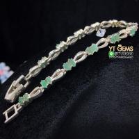 ราคา สร้อยข้อมือมรกต สร้อยข้อมือเงินแท้ ชุบทองคำขาว พลอยมรกตแท้ YTG 9158 (17445246156)