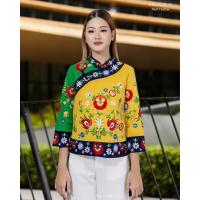 ราคา Carisa เสื้อตรุษจีน งานปักลายดอกไม้ทั้งตัว ตั้งแต่คอจนถึงปลายแจน ผ้าคอตตอลสเปนเด็กซ์ ทรงสวย 4389 (21226869954)