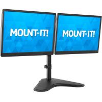 ราคา Mount It Dual Monitor Stand Double Monitor Desk Stand Fits Two x 21 22 23 24 27 28 30 32 Inch Computer Screens Freestanding Base 2 Heavy Duty Full Motion Adjustable Arms VESA Compatible (15927328514)