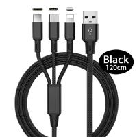 ราคา สายชาร์จ 3 หัว สายชาร์จ ถัก 3in1 ไอโฟน ซัมซุง โอปโป้ ยาว1 2ม สายชาร์จmicro สายชาจtype สายชาร์จios สายชาร์จ ถัก 3in1 (14938124629)