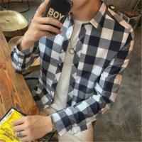 ราคา Ready Student red and black plaid shirt mens long sleeved trendy inch clothes male teenagers Korean style slim casual jacket (19947121785)