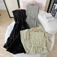 ราคา UNIQLO วันเดียว U ชุดที่บ้านเส้นด้ายทอชุดเดรสแขนกุดลายสก๊อตจีบแนบกระโปรงคำกระเป๋าของชุดในช่วงฤดูร้อนของปี458233 (19666919465)