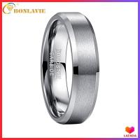 ราคา BONLAVIE 6mm Basic Matte Finish 100 Real Tungsten Carbide Wedding Ring for Men Beveled Edge Engagement Band Comfort Fit Size 7 12 (10638672192)