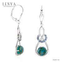 ราคา LenYa Jewelry ต่างหูพลอยเทอร์ควอยซ์ Turquoise หลังเบี้ย ประดับด้วย ซัฟไฟร์สีฟ้า Blue Sapphire ดีไซน์ที่ไม่เหมือนใคร ตัวเรือนเงินแท้ 925 ชุบทองขาว (1359536849)