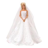 ราคา ชุดแต่งงาน BARWA ชุดแต่งงานสีขาวพร้อมผ้าคลุมหน้า และชุดทางการสำหรับตุ๊กตาชายและหญิง (20484398659)