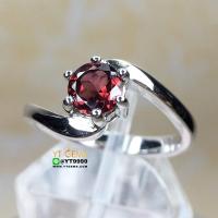 ราคา แหวนโกเมน แหวนเงินแท้ ชุบทองคำขาว พลอยโกเมนแท้ YTG 8613 (17610609418)