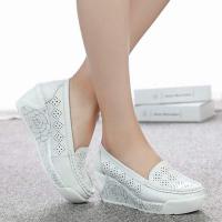 ราคา GKTINOO New Womens Genuine Leather Platform Shoes Wedges White Lady Casual Shoes Swing Mother Shoes Size 35 40 (14133323371)