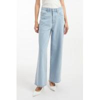 ราคา f fashion กางเกงยีนส์ทรงขากว้างแต่งคริสตัล ผู้หญิง Pearl Crystal Decorated Wide Leg Denim Trousers 06313 (21118565127)