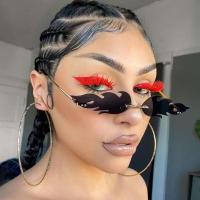 ราคา New Fashion Trendy Flame Sun Glasses Mens And Womens Metal Frameless Street Shot Sunglasses European And American Narrow Edge Glasses S9026 (20722088068)