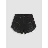 ราคา Cider Denim Solid Raw Hem Ripped Shorts (20700513387)