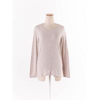 ราคา uniqlo เสื้อยืดคอกลมแขนยาวสีน้ำตาลอ่อน ป้ายแบรนด์ระบุไซส์ L Preloved (20614345476)