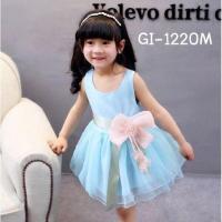 ราคา เดรสเด็กผู้หญิงสีฟ้า ออกงานแขนกุด ริบบิ้นคาดเอวติดดอกไม้ GI1220M (19186435934)