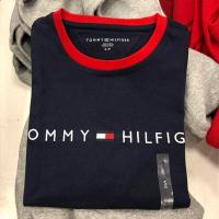 ราคา Tommy Hilfiger ของแท้เสื้อยืดแขนสั้นสีขาวผ้าฝ้ายบริสุทธิ์สำหรับผู้ชายเสื้อยาวปิดถึงก้นลำลองครึ่งแขน (17221323851)