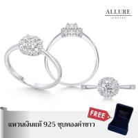 ราคา แหวนเงินแท้ 925 ชุบทองคำขาว ประดับเพชร CZ Swissdiamond Peony Allure Jewelry (17150967521)