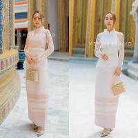 ราคา ชุด ไทย ประยุกต์ เสื้อ ลูกไม้ คอจีน กระโปรง ผ้าทอ VSHOP (16697066773)