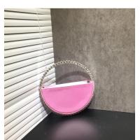 ราคา Lady Bluepink Diamond Circular Evening Bag Women Fushia Round Handle Rhinestone Dinner Clutch Purse Ladies Half Moon Handbags (20445525937)