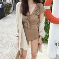 ราคา บิกินี่พิมพ์ลายไหล่เดียว one piece swimsuit ชุดว่ายน้ำวันพีชมีลาย มีปาดไหล่ข้าง ดีไซน์หวาน (12492799650)