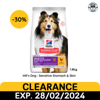 ราคา Hills Science Diet Sensitive Stomach Skin อาหารสุนัข อายุ 1 6 ปี สูตรทางเดินอาหารบอบบางและบำรุงขน 1 81kg (17419656291)