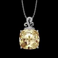 ราคา สแควร์อัญมณี Citrine สีเหลืองเพทายคริสตัลจี้เพชรสร้อยคอผู้หญิงสีขาวเงินทอง Choker เครื่องประดับ จี้ (7626171911)