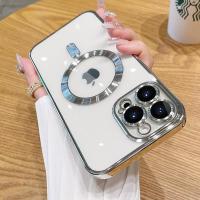 ราคา Unicorn With Lens Films Magsafe Plating Transparent Soft Anti fall Phone Case For iphone 12 pro max phone case iPhone 15 14 13 12 11 Pro Max XS XR X 8 7 Plus Wireless Charging Magnetic Phone Casing Fu