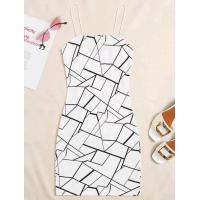 ราคา พร้อมส่งด่วนจากไทย งานป้าย SHEIN เดรส สีขาว เดรสสั้น รัดรูป พิมพ์ลายเรขาคณิต (18892413703)