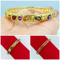 ราคา กำไลทองชุบ 165 กำไลพลอย กำไลข้อมือทองชุบ กำไลพลอยนพเก้า เส้นรอบวง 7 2 นิ้ว พร้อมส่ง (13321542906)