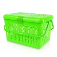 ราคา ตะกร้าพลาสติก ตะกร้าพร้อมฝาปิด ตะกร้าพลาสติกฝาปิด ตะกร้าหูหิ้วพลาสติก ตะกร้าปิคนิค ตะกร้าอเนกประสงค์ มี 3 สี ใช้งานสะดวก Alizbuy (17432897072)