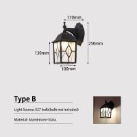 ราคา โคมไฟติดผนังกลางแจ้งสไตล์วินเทจ2ชิ้นไฟผนังแก้วไฟและเชิงเทียนกันน้ำได้การตกแต่งบ้านโคมไฟติดผนังระเบียงประตู E27 (16650950571)