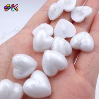 ราคา somkid กระดุมหัวใจทรงนูนสีขาวมุก มีขาสอยก้น เนื้อพลาสติก 15mm size24L 17mm size28L 20mm size34L (15828207673)