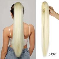 ราคา คลิปหนีบผมหางม้าแบบตรงสำหรับผู้หญิงต่อผมคลิปผมหางม้าผมสังเคราะห์ขนาด24นิ้วสำหรับแฮร์พีชผมหางม้า (21004703918)