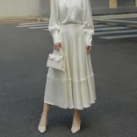 ราคา Qingฤดูใบไม้ร่วง โปรดคุณกวางฤดูใบไม้ร่วงและฤดูหนาวสไตล์ฝรั่งเศสสไตล์ชาแนลแขนยาวคอเสื้อสูงครึ่งผ้าซาตินได้รับใบอนุญาตเสื้อเชิ้ตกระโปรงยาว (20655668453)