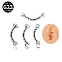 ราคา 1 Piece G23 Titanium with Zircon Internally Thread 16Gauge Eyebrow Ring Ear Helix Rook Piercing Curved Barbell (19846704007)