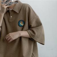 ราคา MAYCHEER เสื้อยืดผู้ชายแขนสั้นทรงวาฟเฟิลเสื้อผ้าคู่รักวัยรุ่นเสื้อ5ส่วนสไตล์ฮ่องกงปักลายแบรนด์ดังสำหรับฤดูร้อน (14602218728)