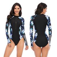 ราคา 2021 Floral Print Long Sleeves Rash Guard Women Surf Swimwear Floral One Piece Swimsuit Diving Swimming Shirt Rashgard Wetsuits (12985939927)