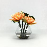 ราคา แจกันดอกบัวประดิษฐ์ ดอกบัวจัดในแจกันแก้วใสทรงกลม Artificial water lily arrangement (16321228893)