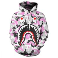 ราคา G MN 2021 autumn and winter Bape Shark 3d printing hoodie mens round neck sweatshirt pullover comic cartoon street clothing cartoon (17045026056)