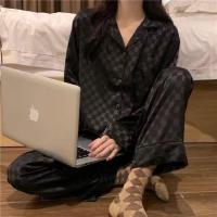 ราคา Plus Size M 5XL Couples Ice Silk Satin Pyjamas Set Long Sleeve Sleepwear Female Male Pajamas Suit (15135085124)