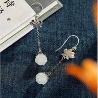 ราคา ต่างหูดอกบัวโบราณ 925 ฝังเงินสเตอร์ลิงและหยกเทียน (21168769866)