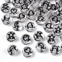 ราคา 200pc Transparent Acrylic Beads Flat Round Moon Heart Flower Star Black 7x4mm Hole 1 5mm (20583037922)
