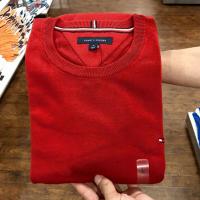 ราคา Tommy Hilfiger เสื้อสเวตเตอร์ถักสำหรับผู้ชายเสื้อกันหนาวชายคอกลมเสื้อกันหนาวผ้าฝ้ายสีล้วนสำหรับฤดูหนาว (20747373881)