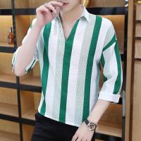ราคา เสื้อเชิ้ตแขนสั้นผู้ชายสไตล์เกาหลีเสื้อเชิ้ตลายคอวีทรงหลวมเทรนด์ฤดูร้อน2022 (14467039598)