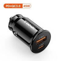 ราคา Toocki QC3 0 Quick Charge Mini USB Car Charger Fast Charging 45W PD Car Phone Charger Type CCharger สำหรับ Xiaomi Huawei Samsung (16118375255)