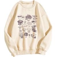 ราคา SAFRISIOR Women Mushroom Graphic Print Thermal Sweatshirt Oversized Crew Neck Long Sleeve Drop Shoulder Pullover (19986035827)