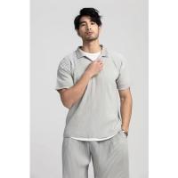 ราคา Issey Miyake เสื้อจับจีบ JM030ของผู้ชายของแท้เสื้อยืดสั้นลำลองแขนสั้นเสื้อโปโลทรงหลวม (20651173685)