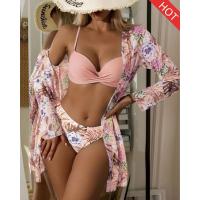 ราคา 3PCS SET Floral Twist Low Waist Bikini Set Cover Up Swimsuit For Women Push Up Long Sleeve Three Pieces Swimwear 2023 Beach Bathing Suits (20019756547)