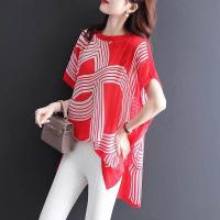 ราคา เสื้อยืดแขนสั้นผ้าชีฟองสำหรับผู้หญิงเทรนด์2023ฤดูร้อนทรงหลวมแขนค้างคาวบางลดอายุวัยกลางคน (19530033907)