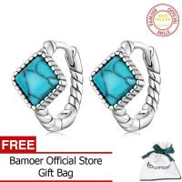 ราคา BAMOER 925เงินสเตอร์ลิงสีน้ำเงินสี่เหลี่ยมสีเขียวเทอร์คอยส์ต่างหูสำหรับผู้หญิงสไตล์เรียบง่ายต่างหูบิดเกลียวสำหรับผู้หญิงเครื่องประดับชั้นดี BSE590 (12343085427)
